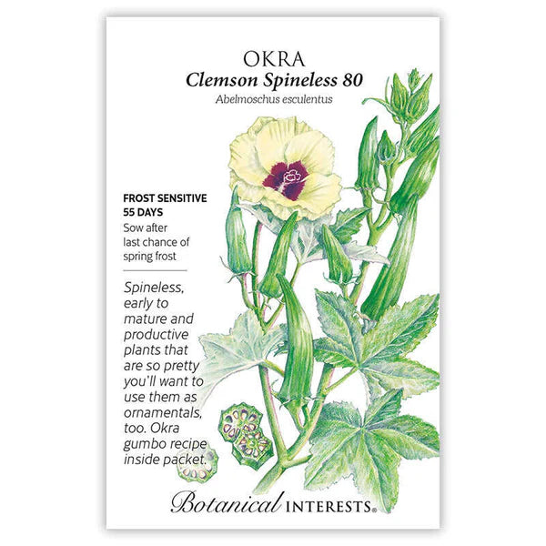 Okra seeds, "Clemson Spineless 80"
