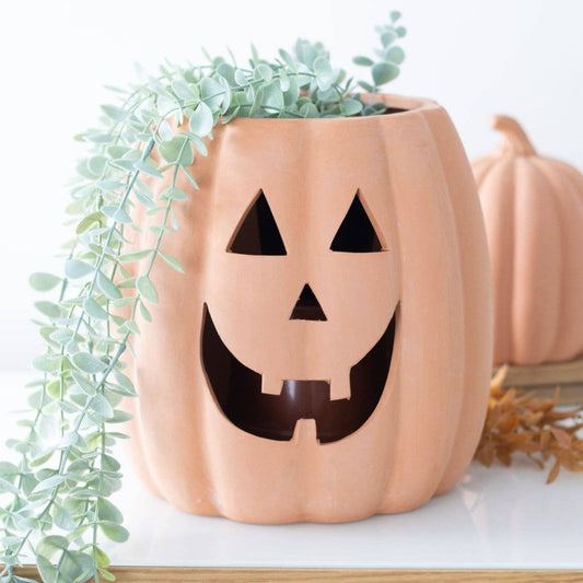 25cm Terracotta Cut Out Halloween Pumpkin Decoration