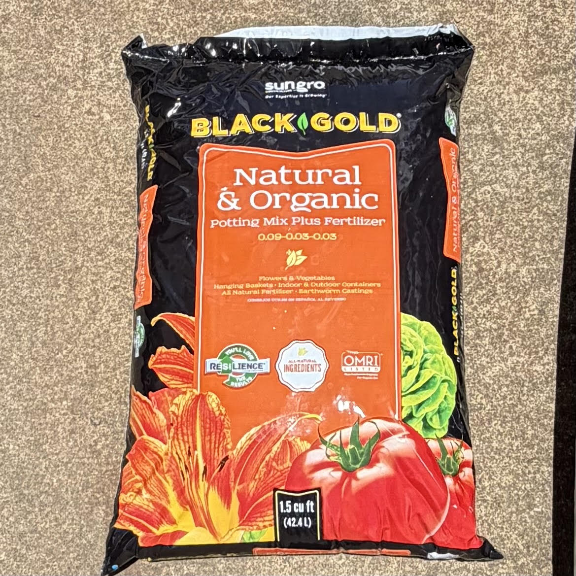 Black Gold Media - Natural & Organic Potting Mix 1.5 cu ft