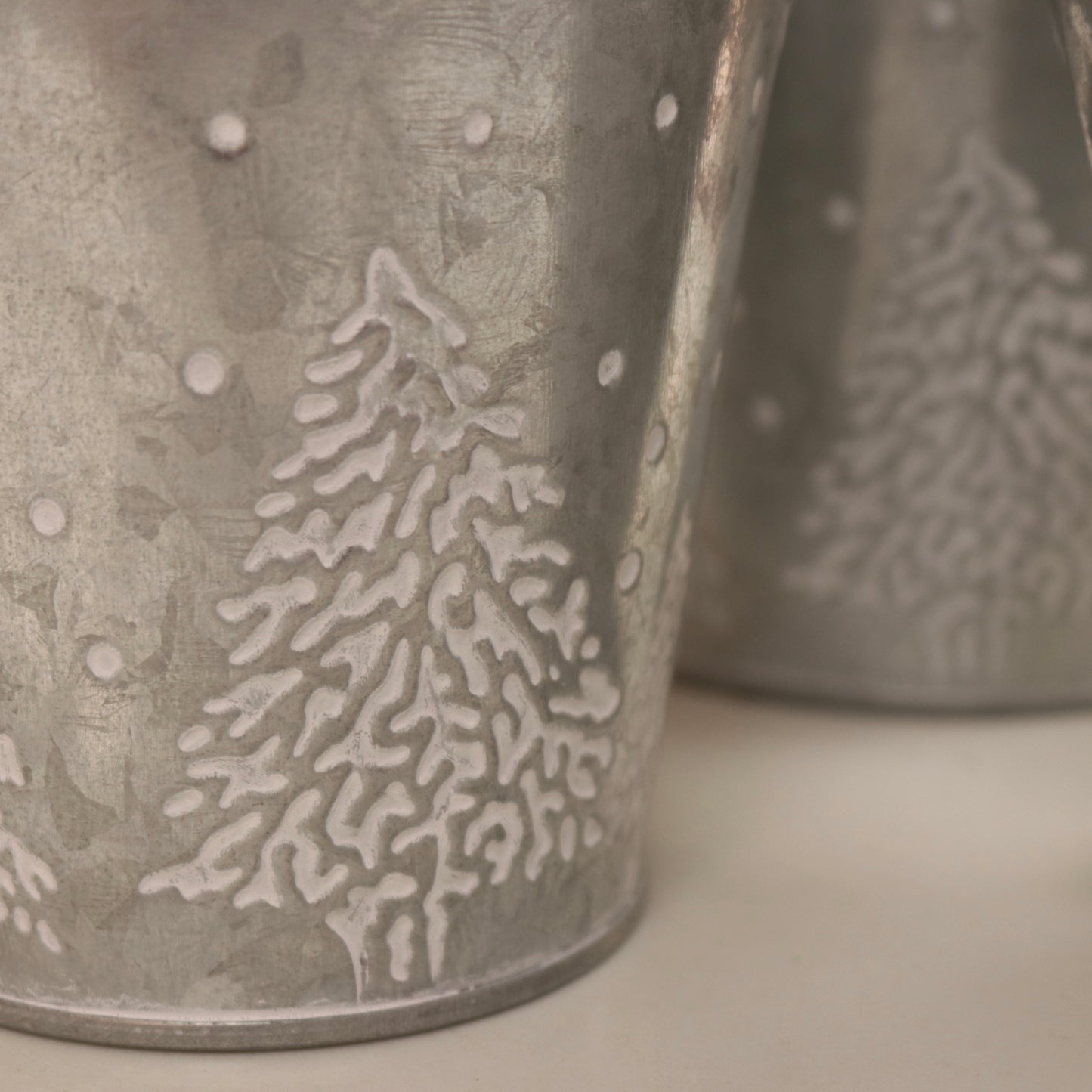 Christmas Tree Embossed Metal Buckets