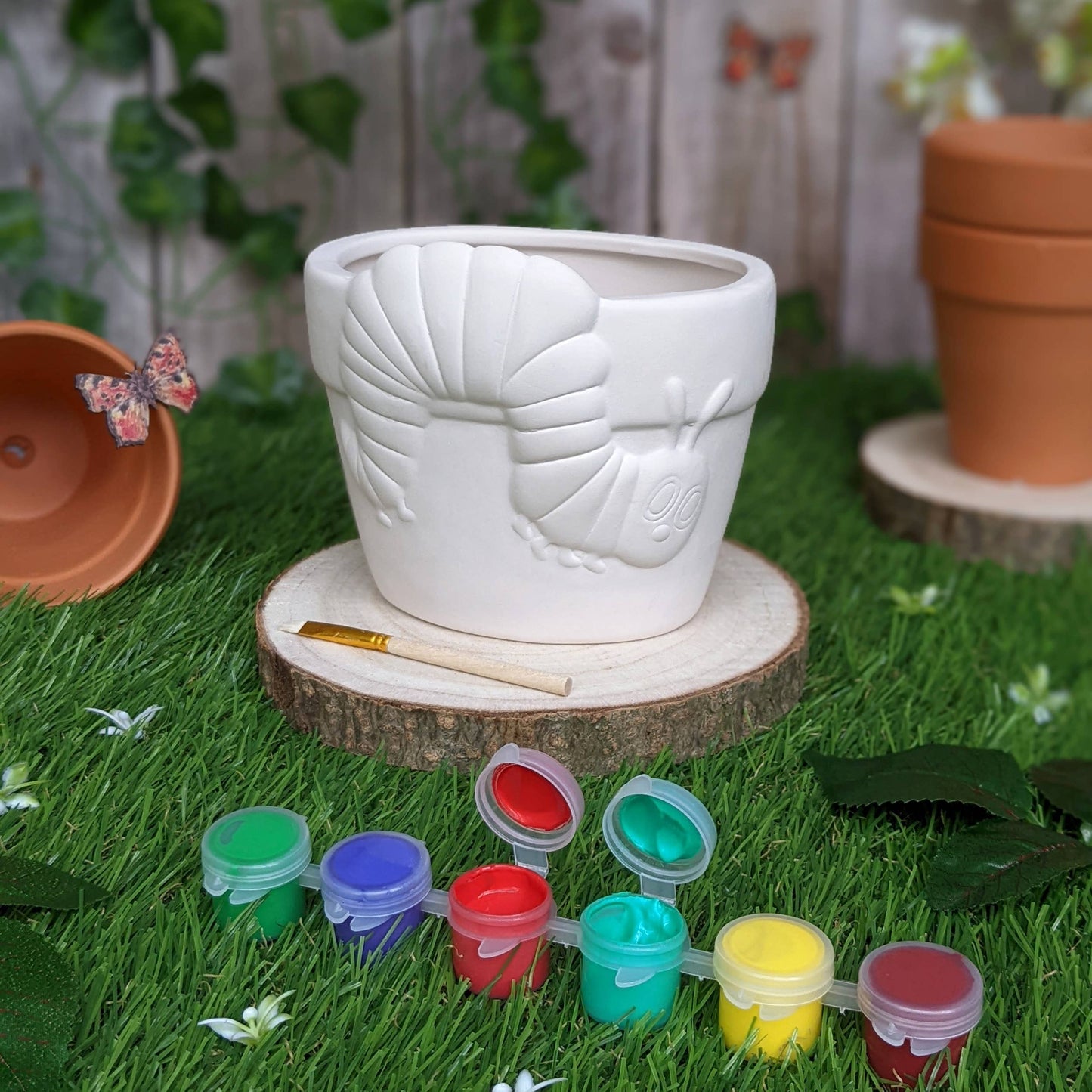 Paint Your Own Plant Pot - Hungry Caterpillar, Flowerpot Kit