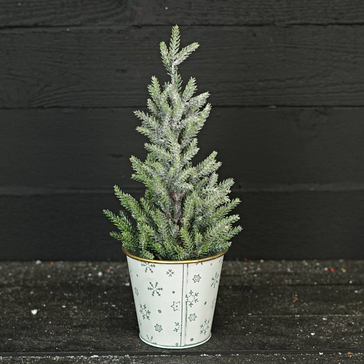 White Nordic Holiday Metal Bucket