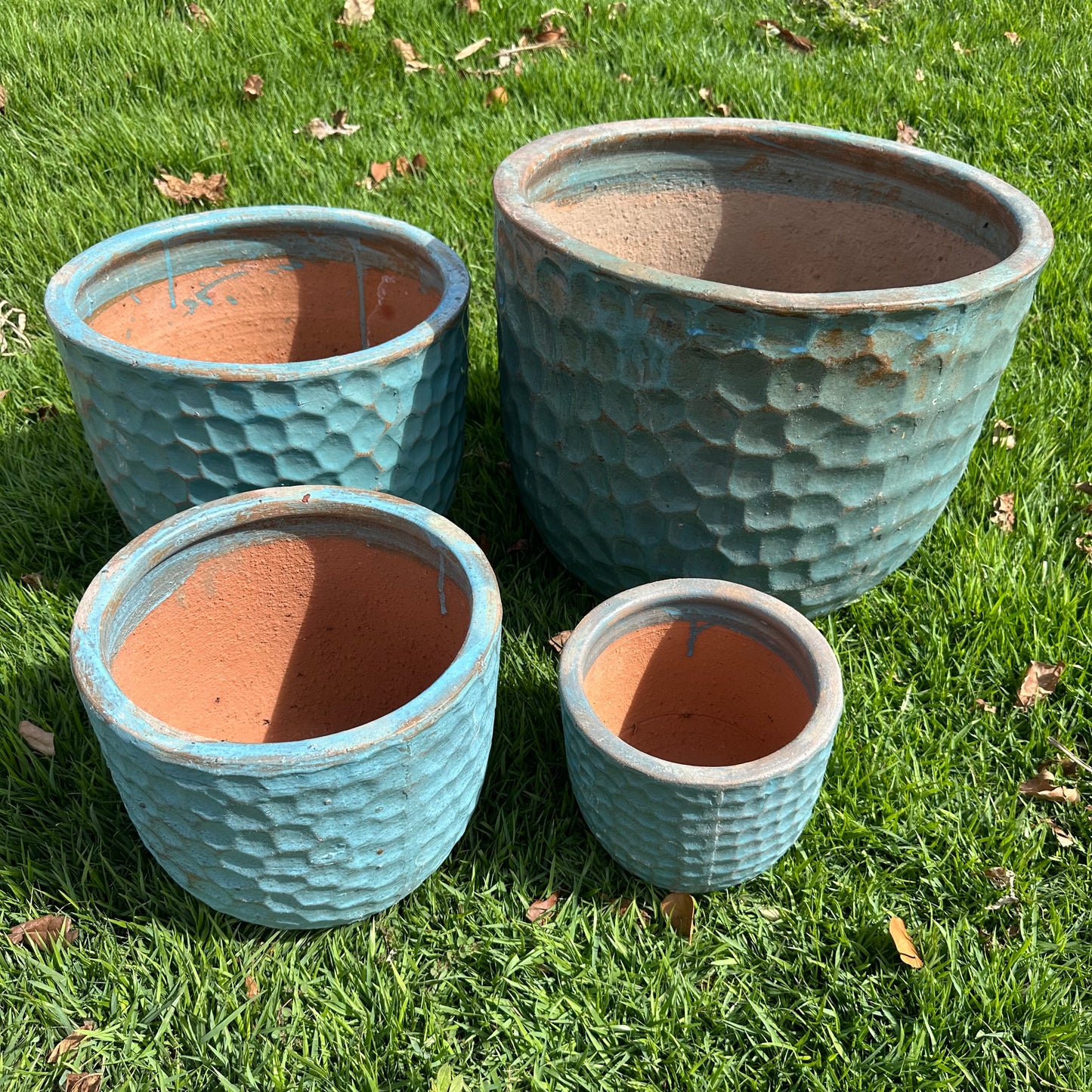 Geometric Teal Ceramic Planter