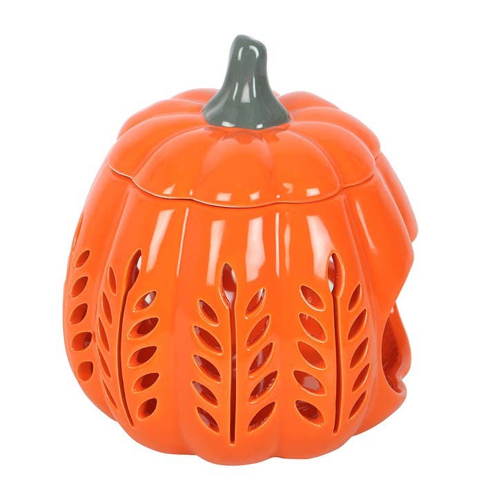 Orange Autumn Leaf Cut Out Pumpkin Oil Burner and Wax Warmer