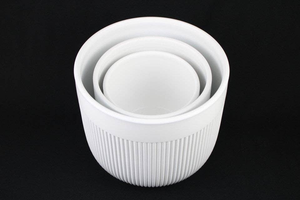 Modern Ribbed White Planter