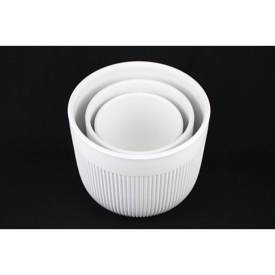 Modern Ribbed White Planter