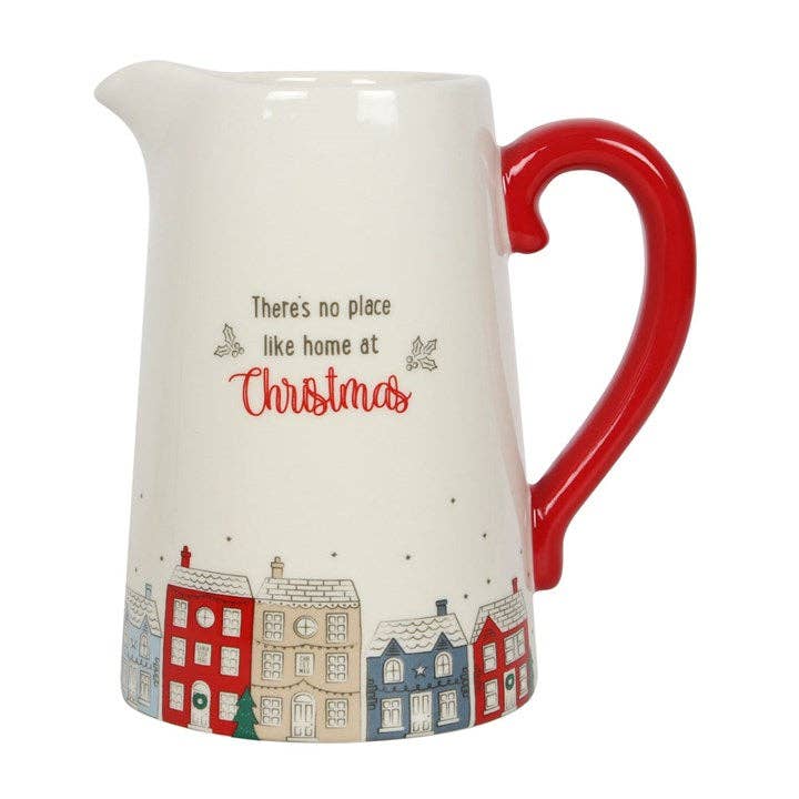 Christmas Village Ceramic Flower Jug