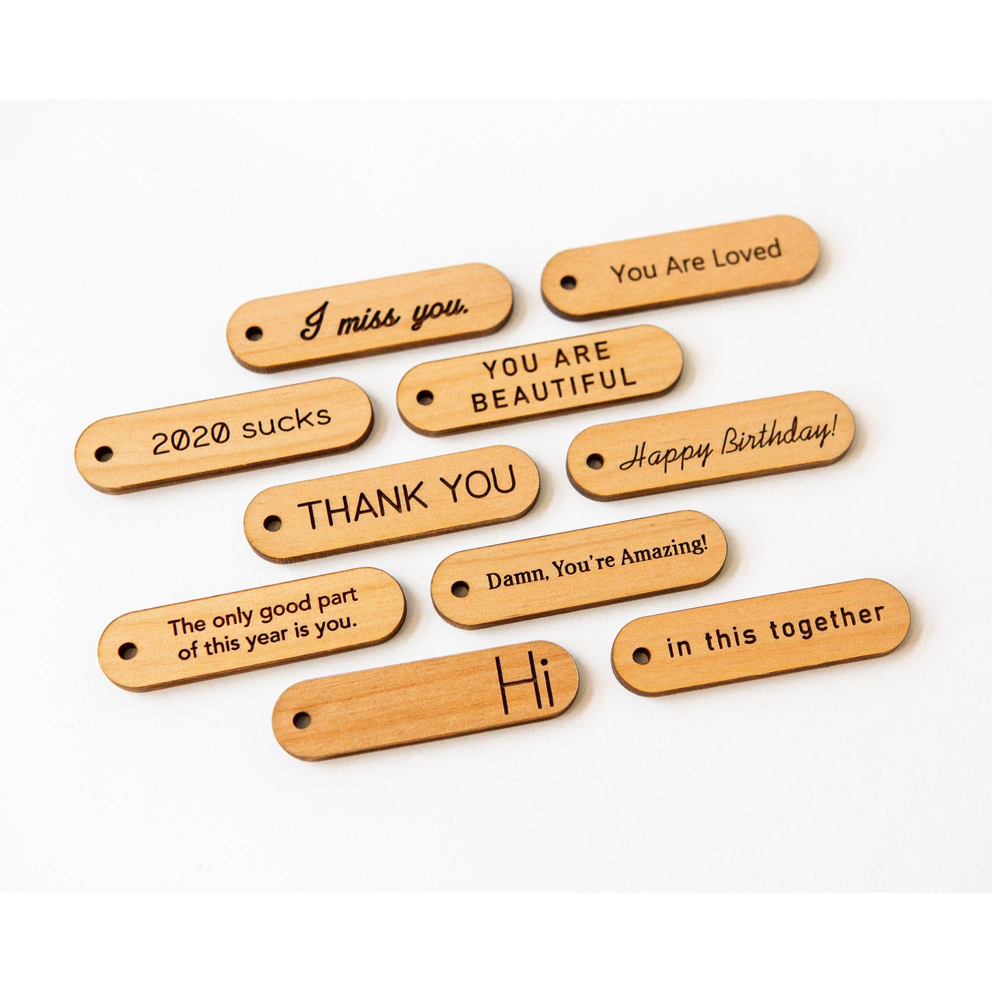 Mini Dried Floral Vases & Wood Gift Tag:  No boxes