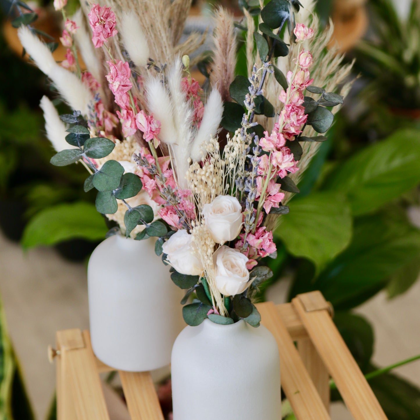Preserved Rose Arrangement in White Vase | choose from 3 color roses