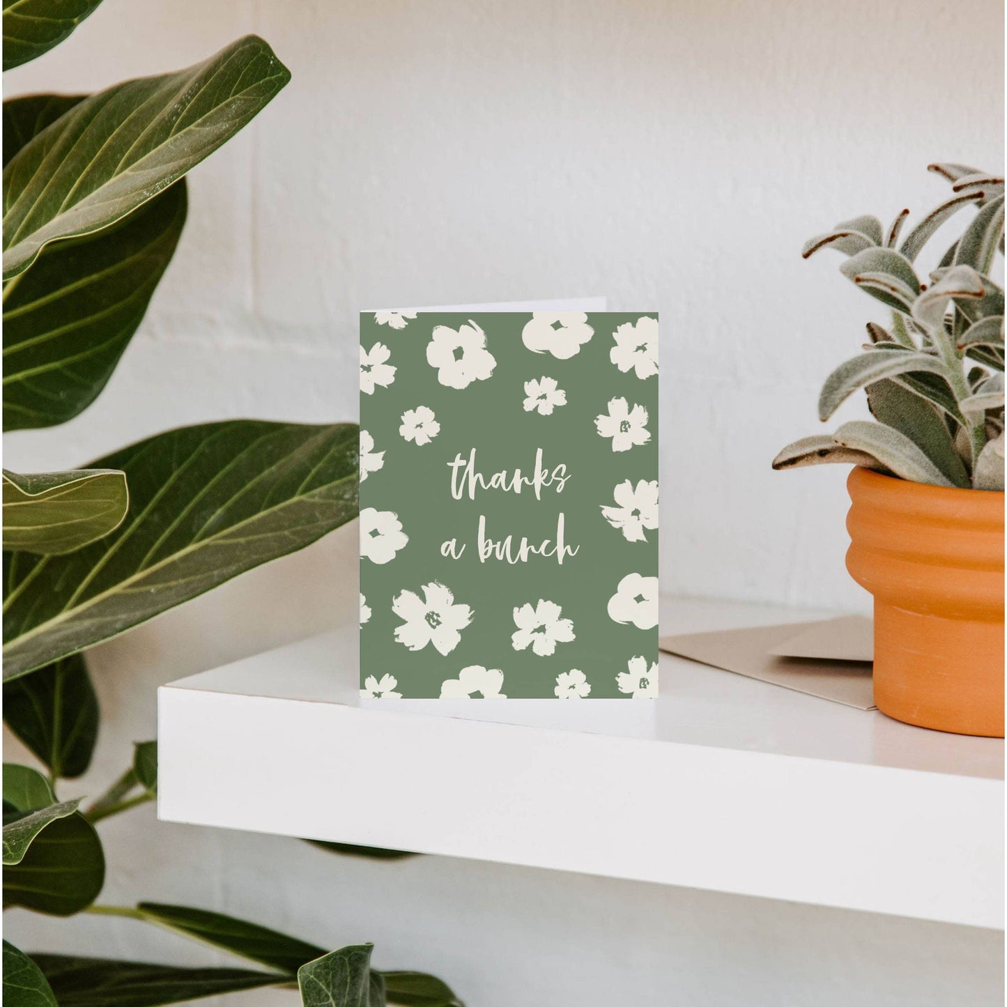Brush Floral Thanks a Bunch Greeting Card | Thank You Card