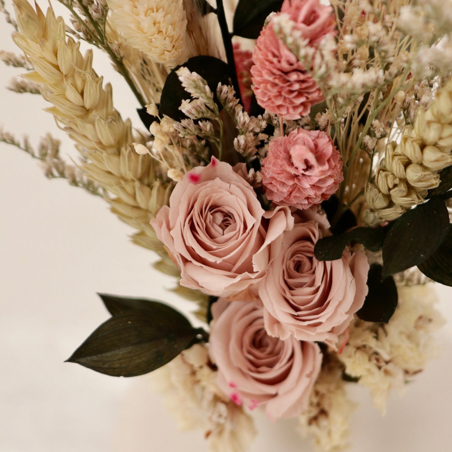 Mini Pink Preserved Rose Arrangement in Donut Bud Vase