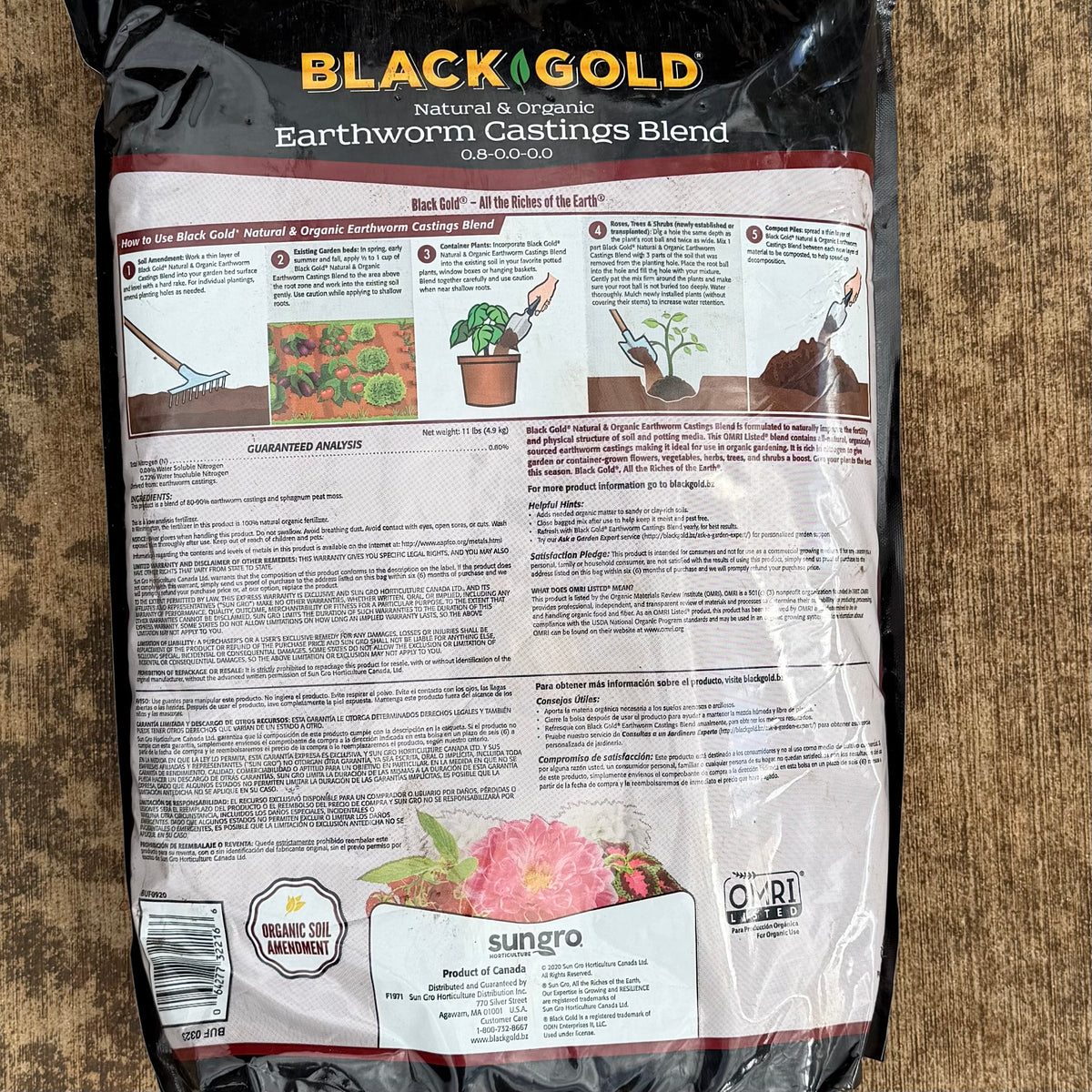 Black Gold Media — Natural & Organic Earth Worm Castings Blend 8 qt.