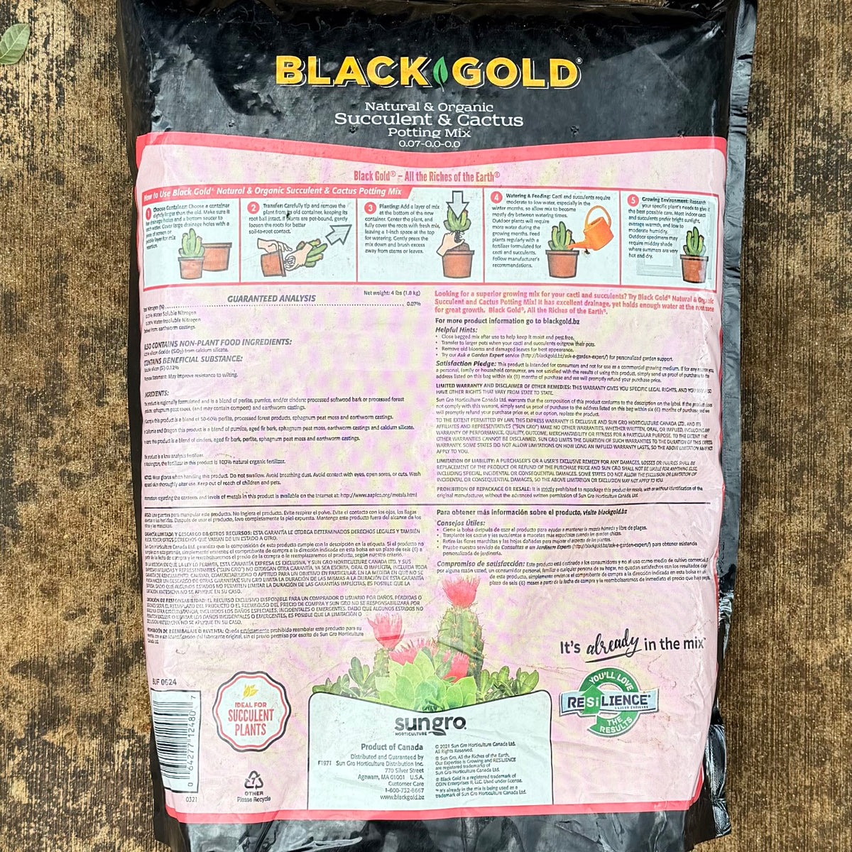 Black Gold Media — Natural & Organic Succulent & Cactus Potting Mix 8 qt