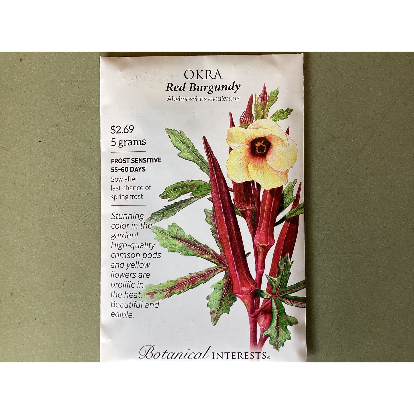 Okra, “Red Burgundy”, seeds