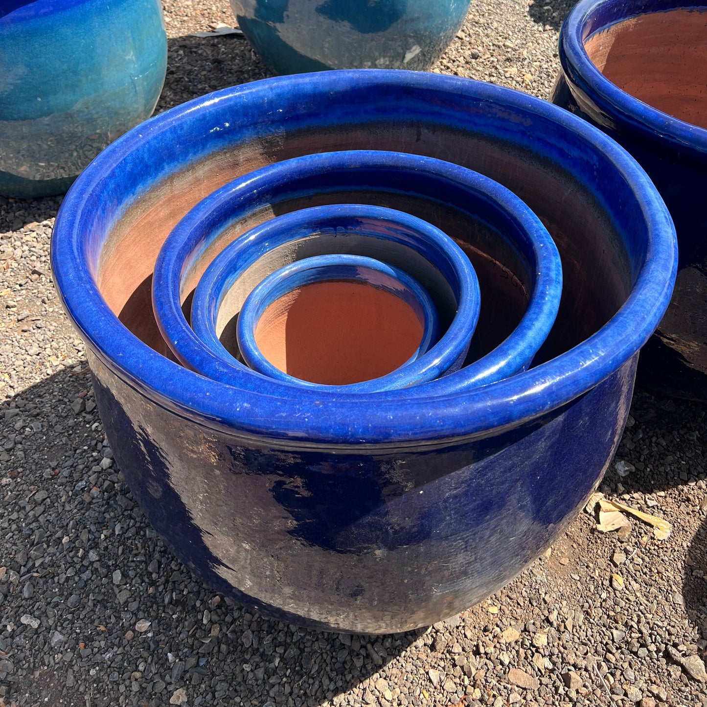 Blue Round Ceramic Planter