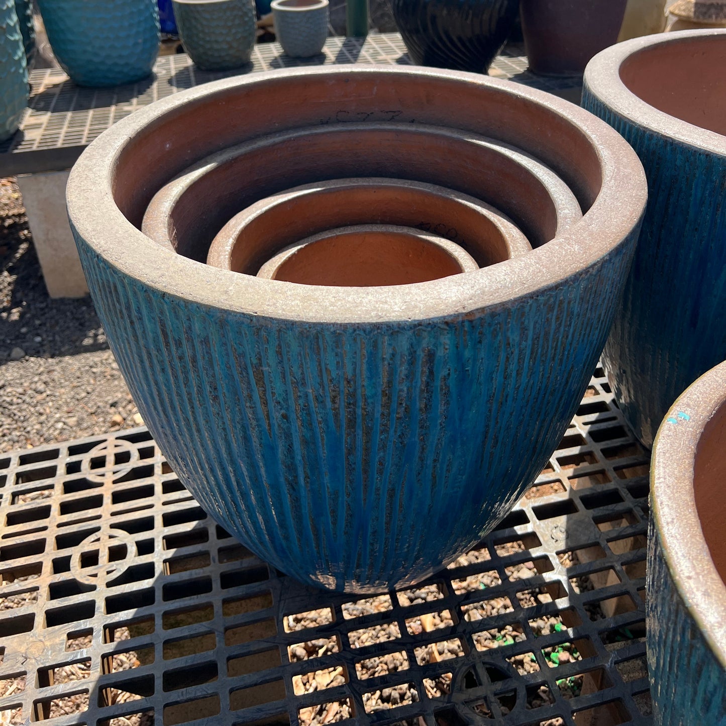 Teal Tapered Ceramic Planter