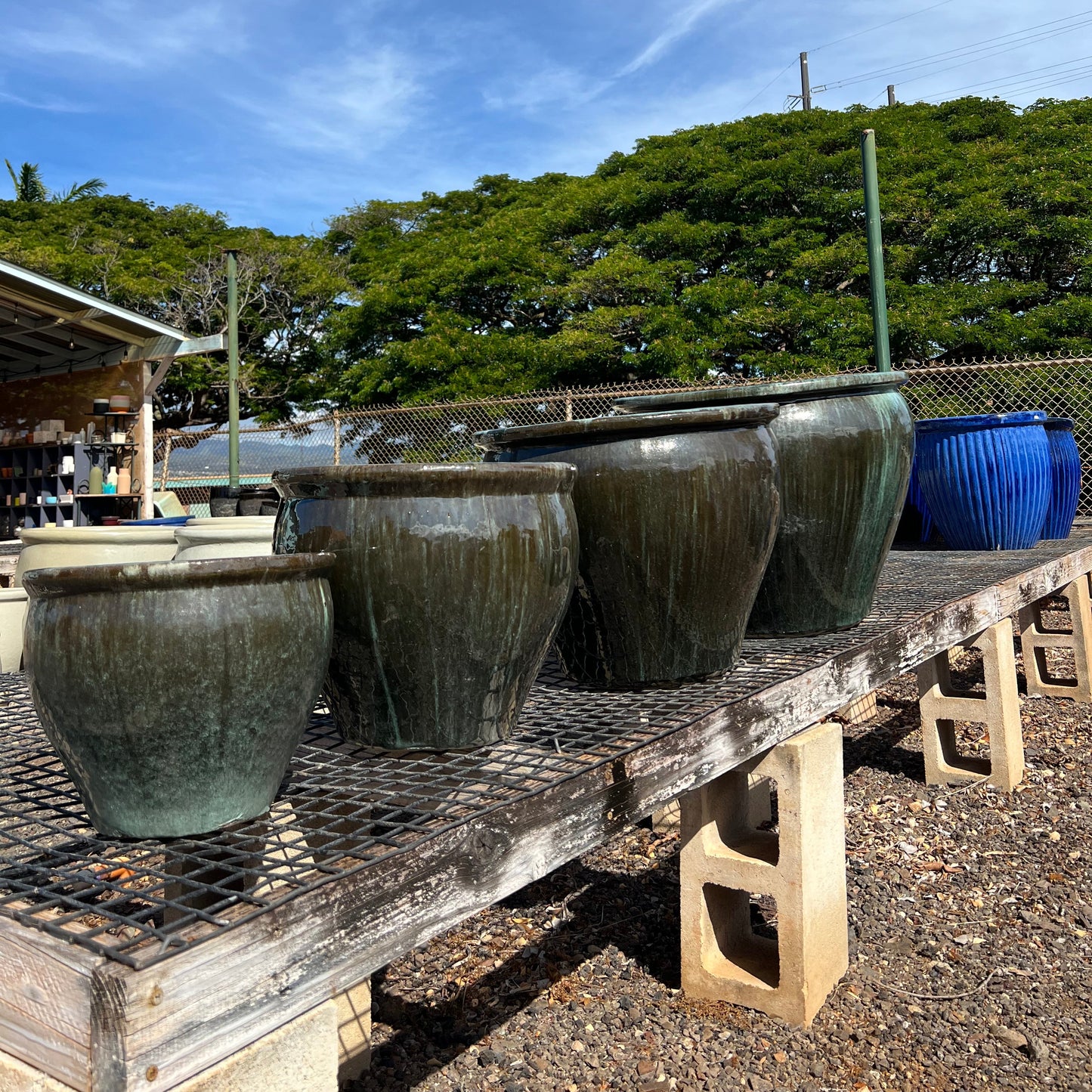 Dark Green Ceramic Planter
