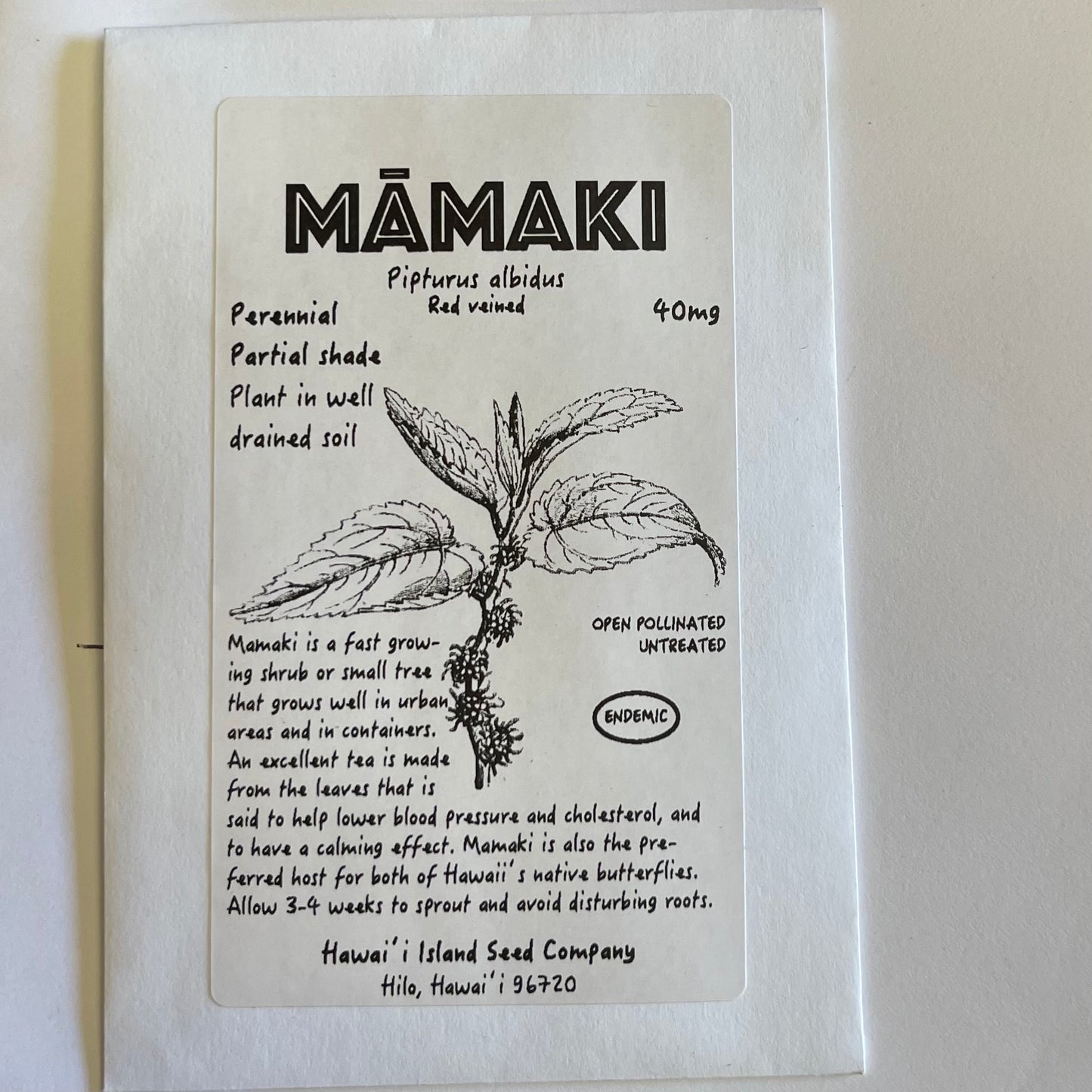 Mamaki, red vein, seeds