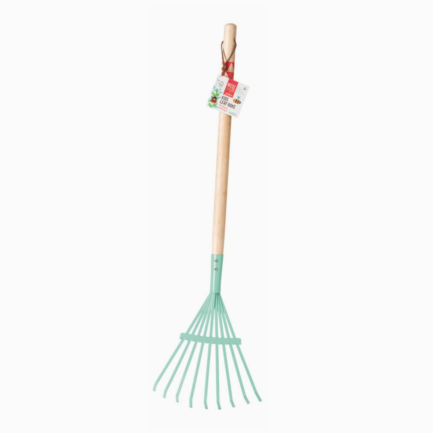 Beetle & Bee 27" Kid's Metal Leaf Rake with Hardwood Handle