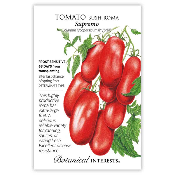 Tomato Bush seeds, "Roma Supremo Hybrid"