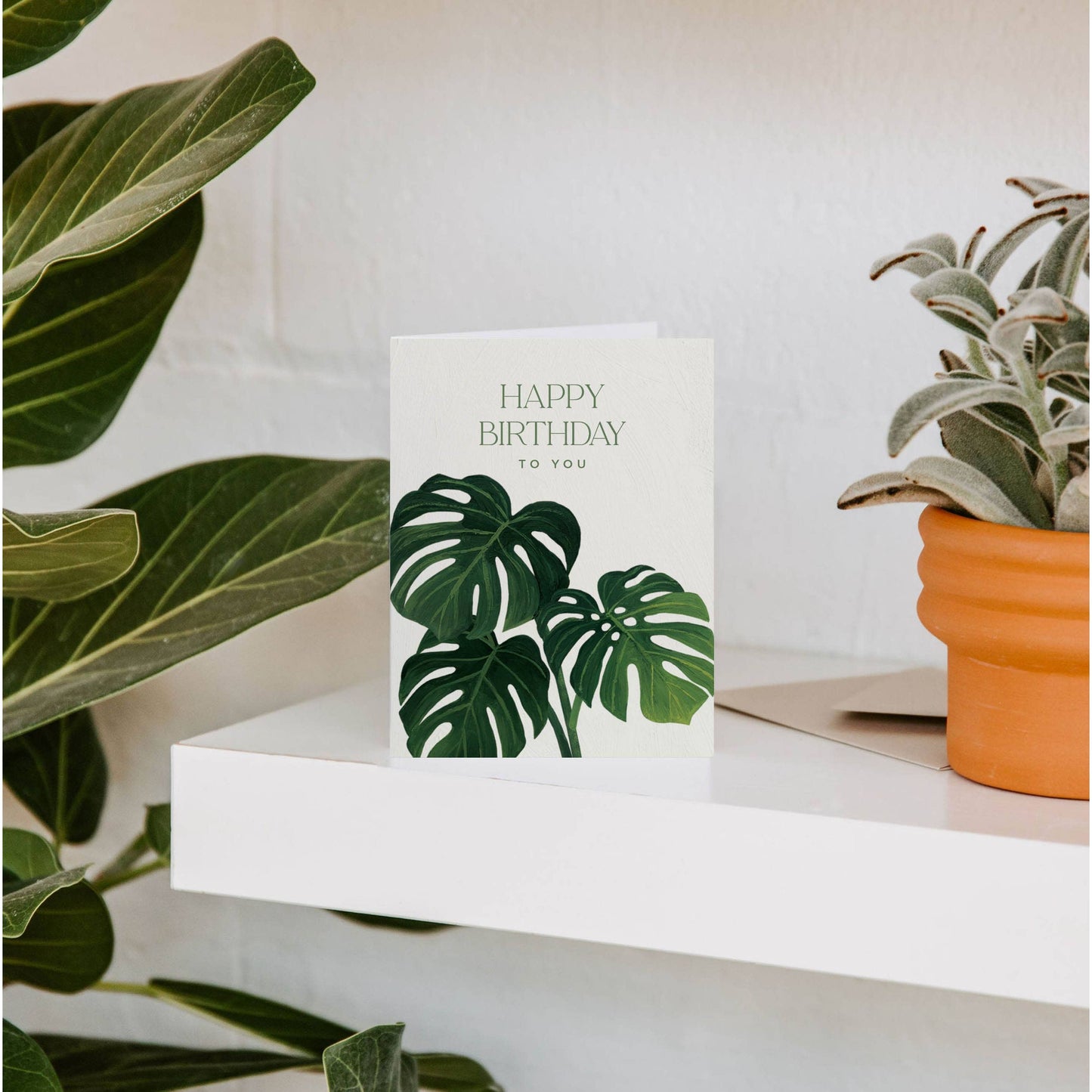 Monstera Happy Birthday Greeting Card