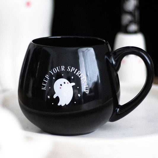 Keep Your Spirits Up Rounded Halloween Ghost Mug