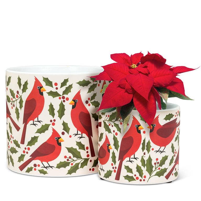 Small Cardinals & Holly Planter