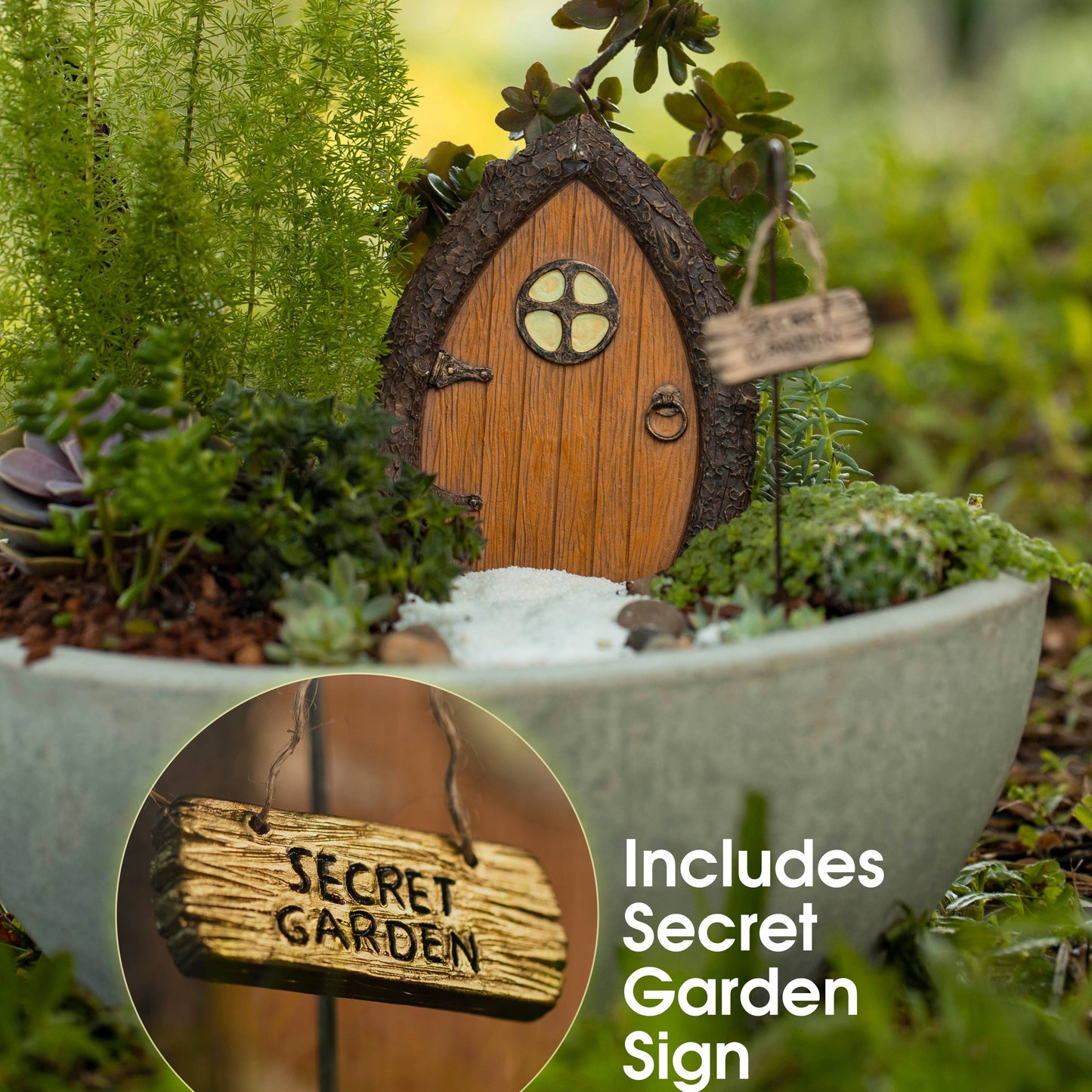 Fairy door with light and windows (Glow in The Dark)