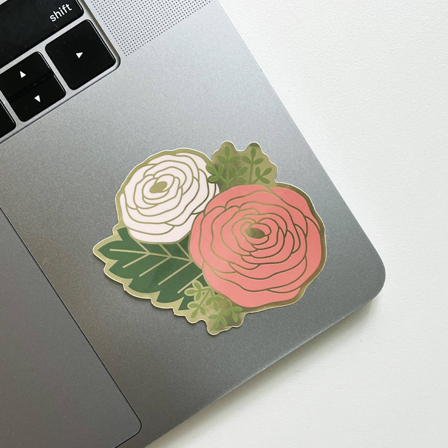 Michelle Ranunculus Sticker | Luxe Metallic Gold Sticker