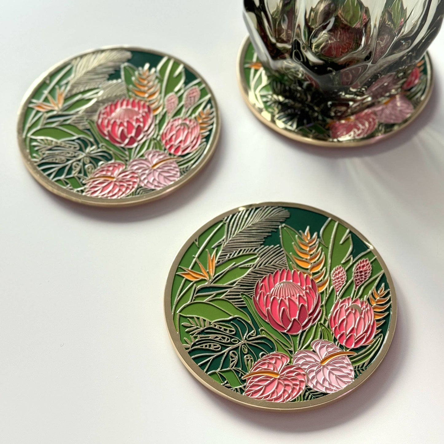 Tropical Floral Luxe Coaster