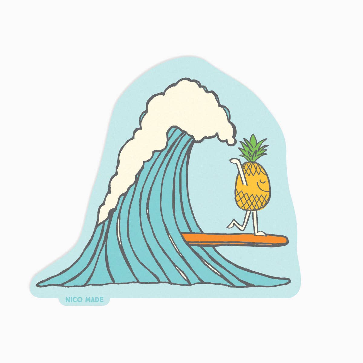 Surfing Pineapple Sticker