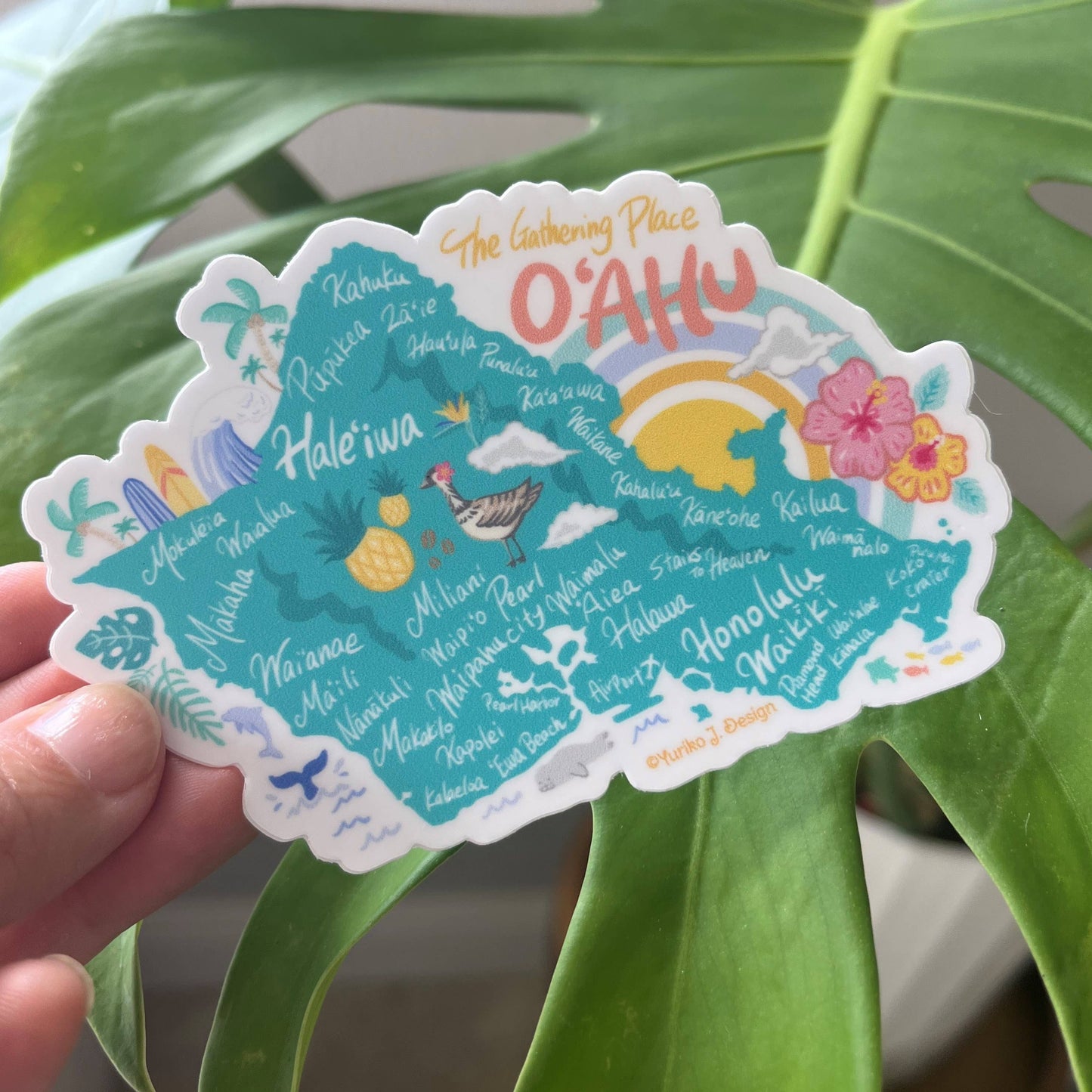 Oahu Map Sticker