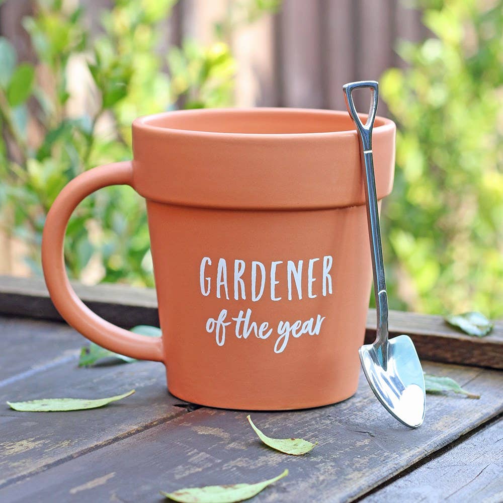 mug plant pot Gardener of the Year Pot Mug and Shovel Spoon