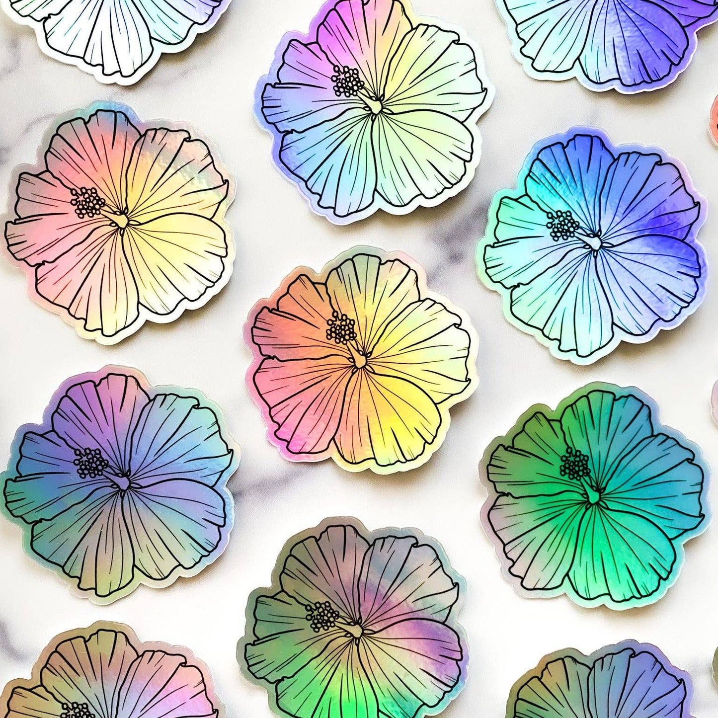 Hibiscus Holographic Sticker