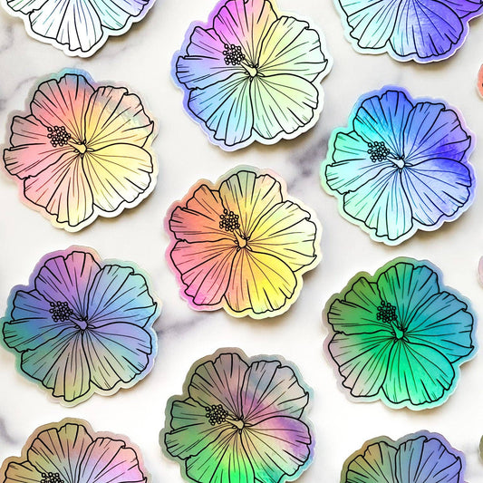 Hibiscus Holographic Sticker