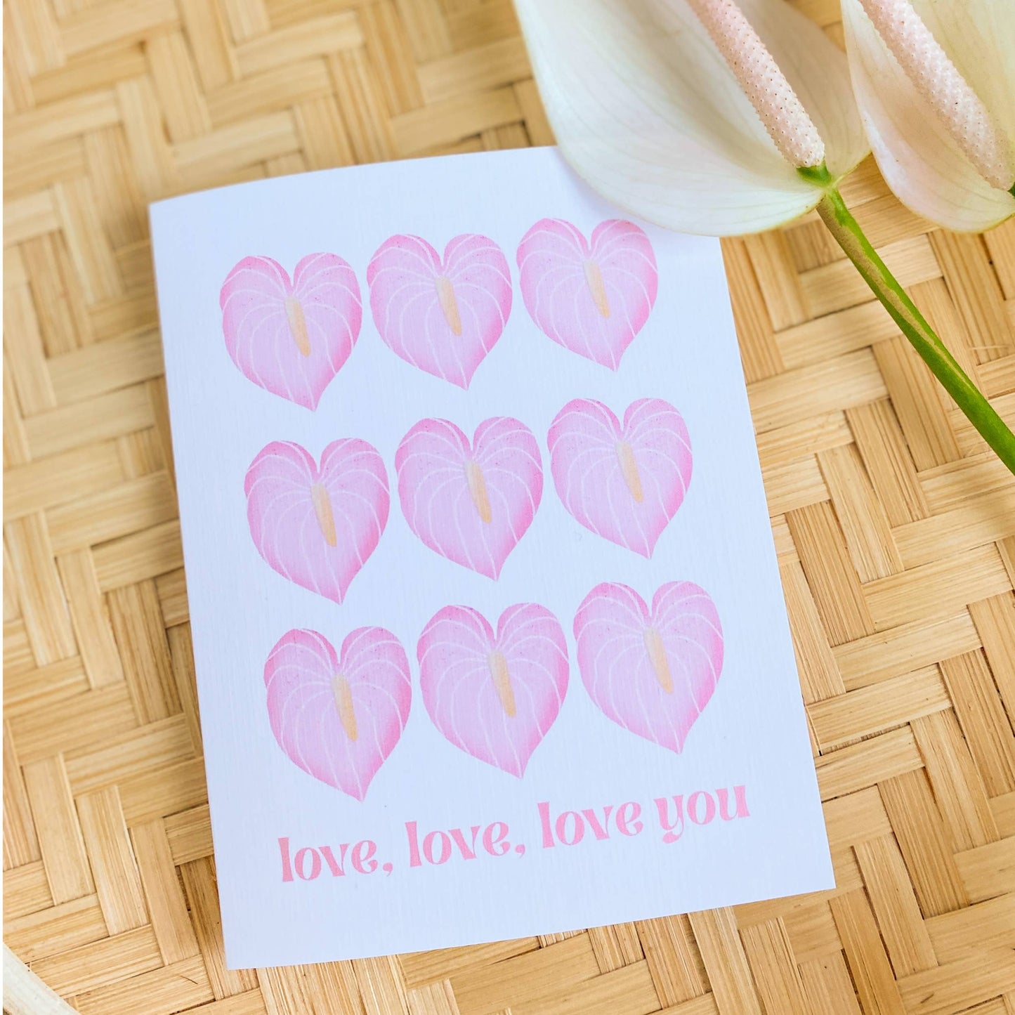 Pink Anthurium Love You - Greeting Card