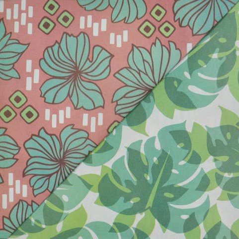 Retro Bloom/ Monstera Shadow Reversible Eco Wrapping Paper