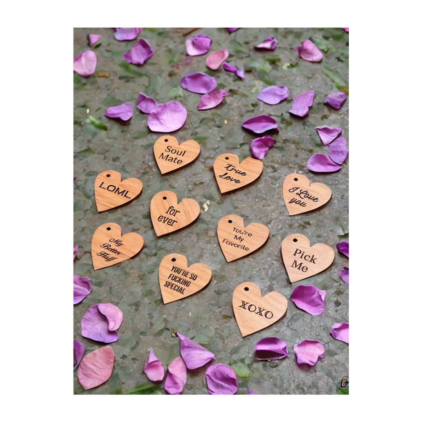 Mini Dried Floral Vases & Wood Tag - Valentine's Edition