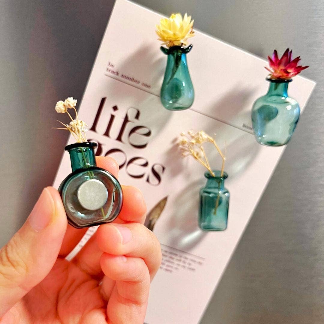 Mini Glass Vase Magnet, Home&Kitchen Decor, Pet Keepsake