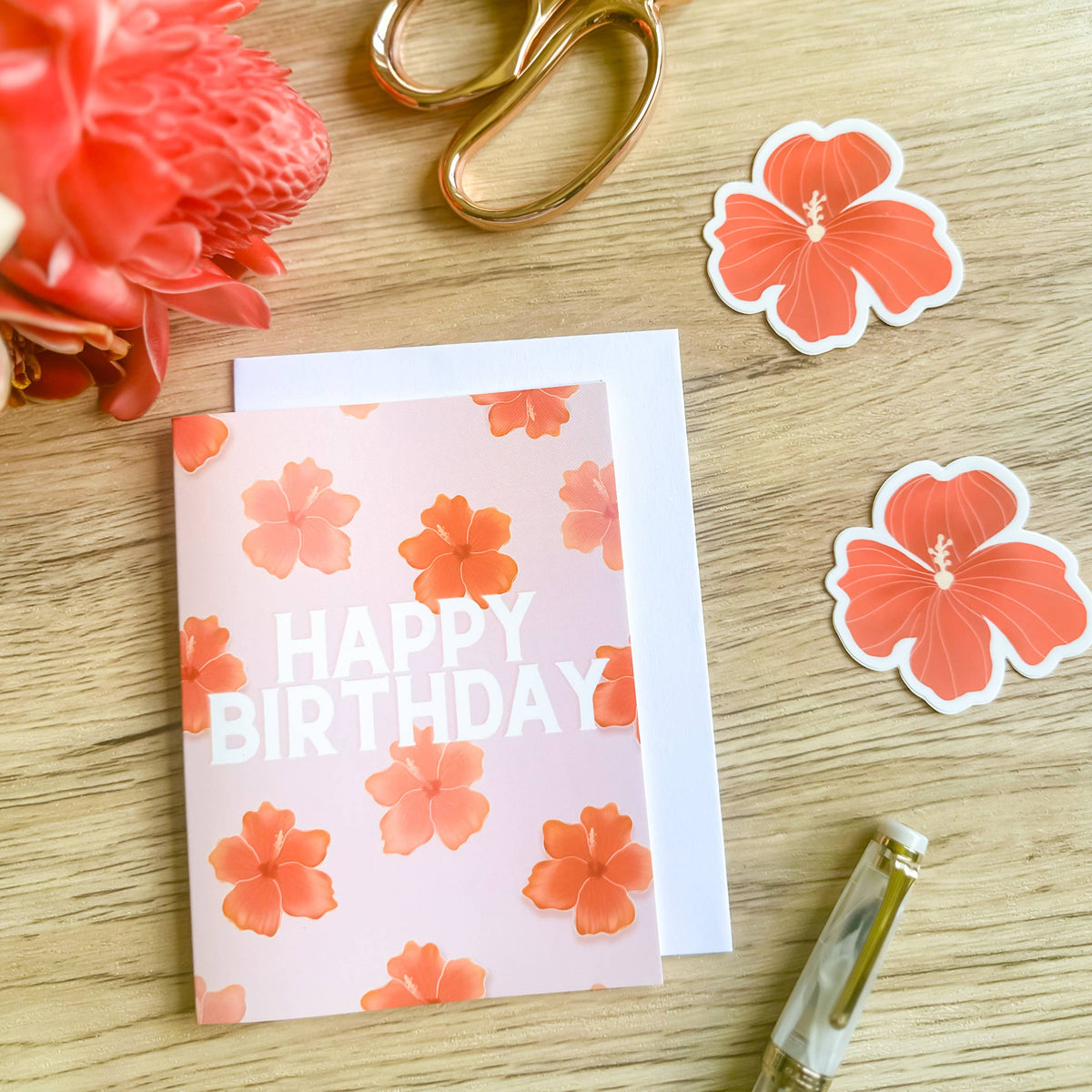 Hibiscus Birthday (English) - Greeting Card