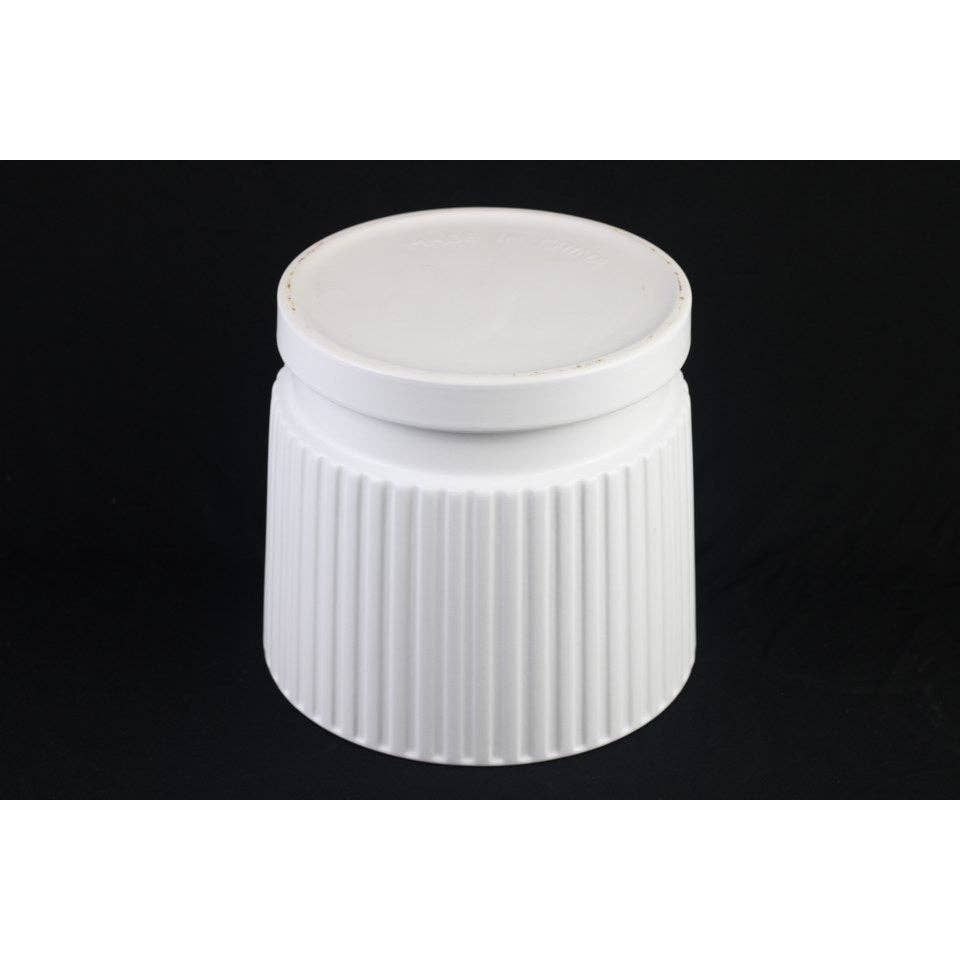 Ribbed White Ceramic Planters with Saucers