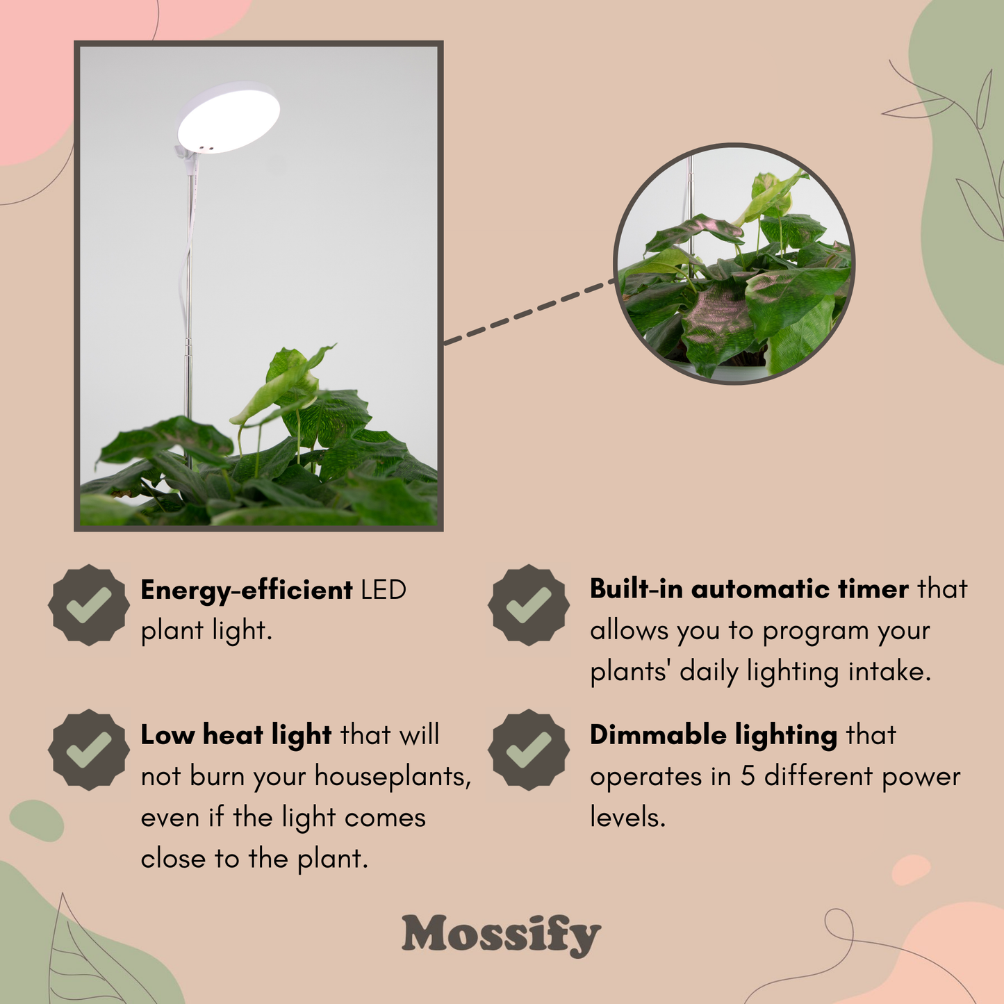 28" Adjustable LED Plant Light Grow Clip Lamp for Houseplant