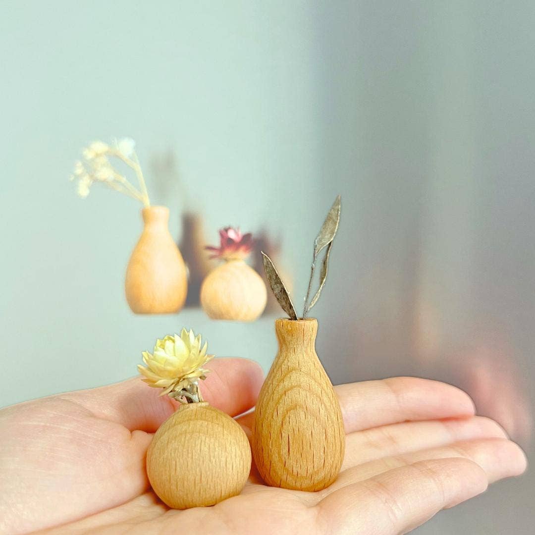 Mini Wooden Vase Fridge Magnets – Rustic Kitchen Decor Gift