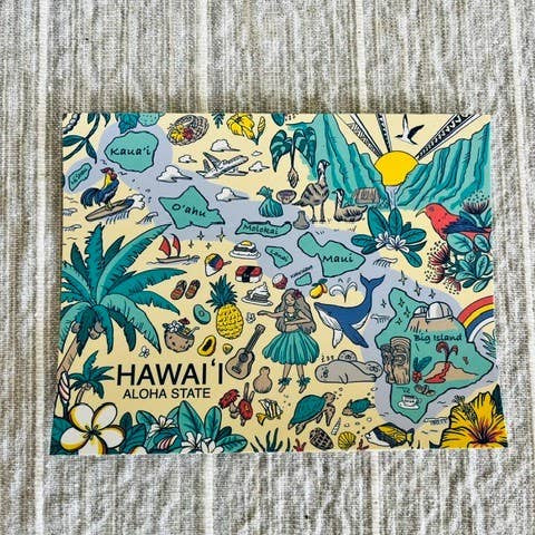 Hawaii Island  Postcard - Oahu, Maui, Big Island, Kauai