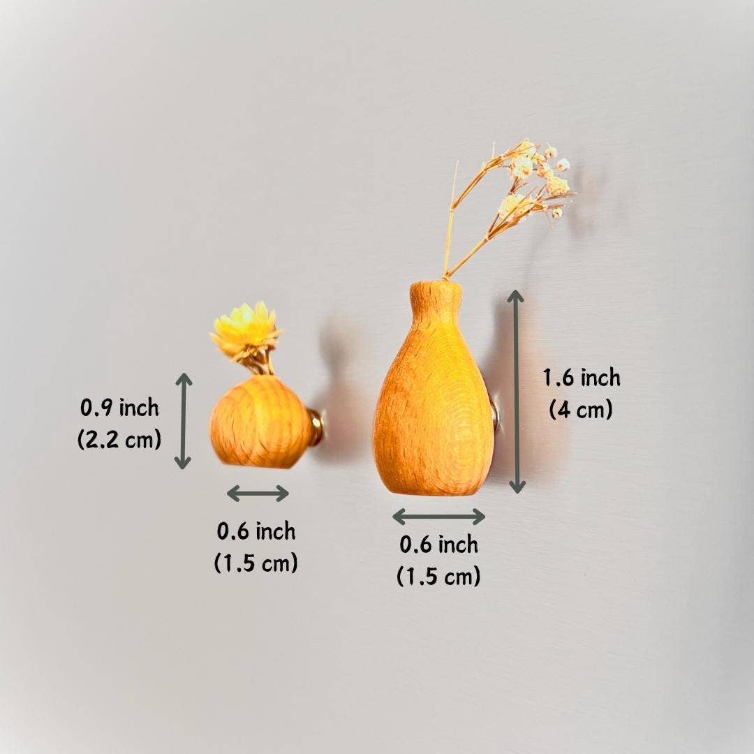 Mini Wooden Vase Fridge Magnets – Rustic Kitchen Decor Gift
