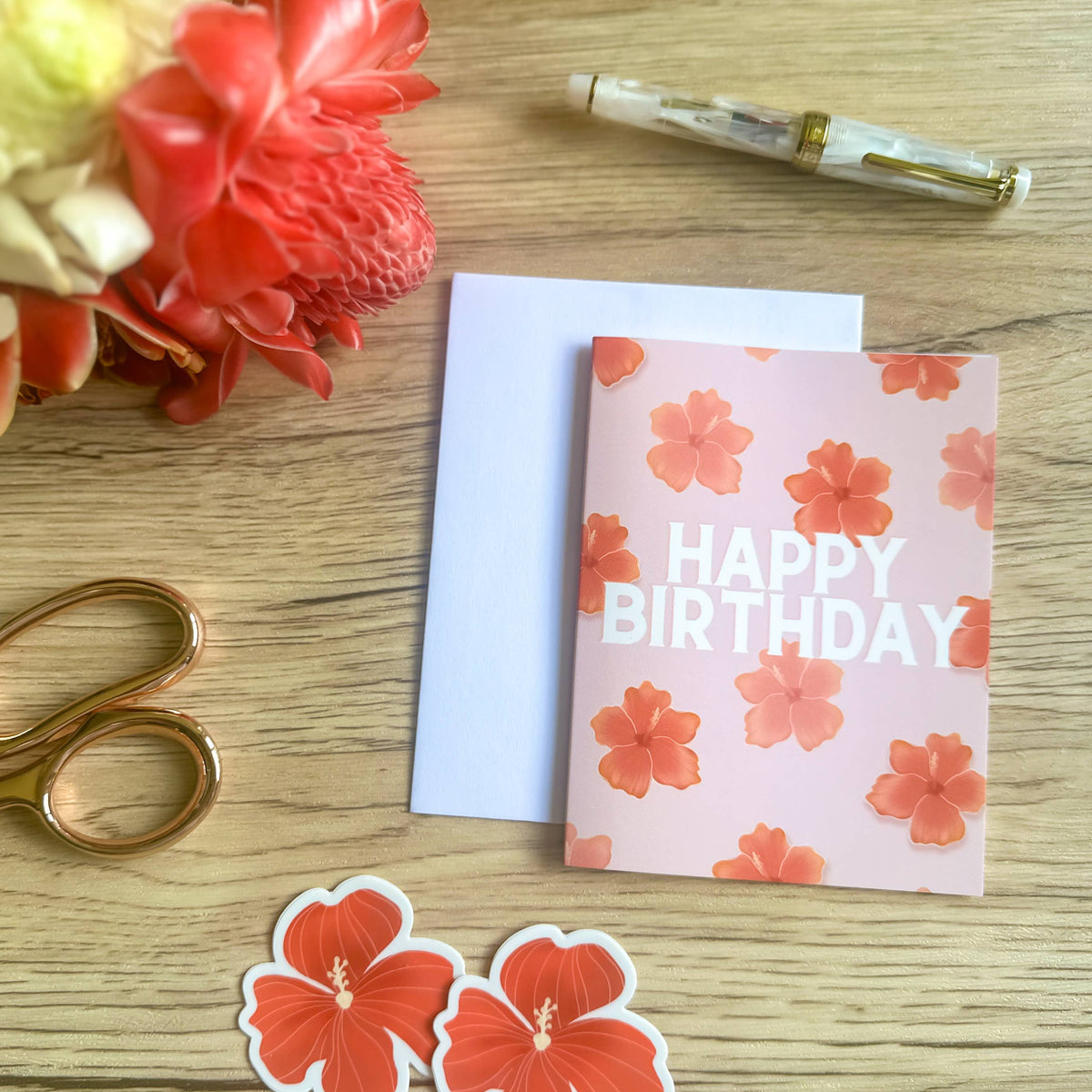 Hibiscus Birthday (English) - Greeting Card