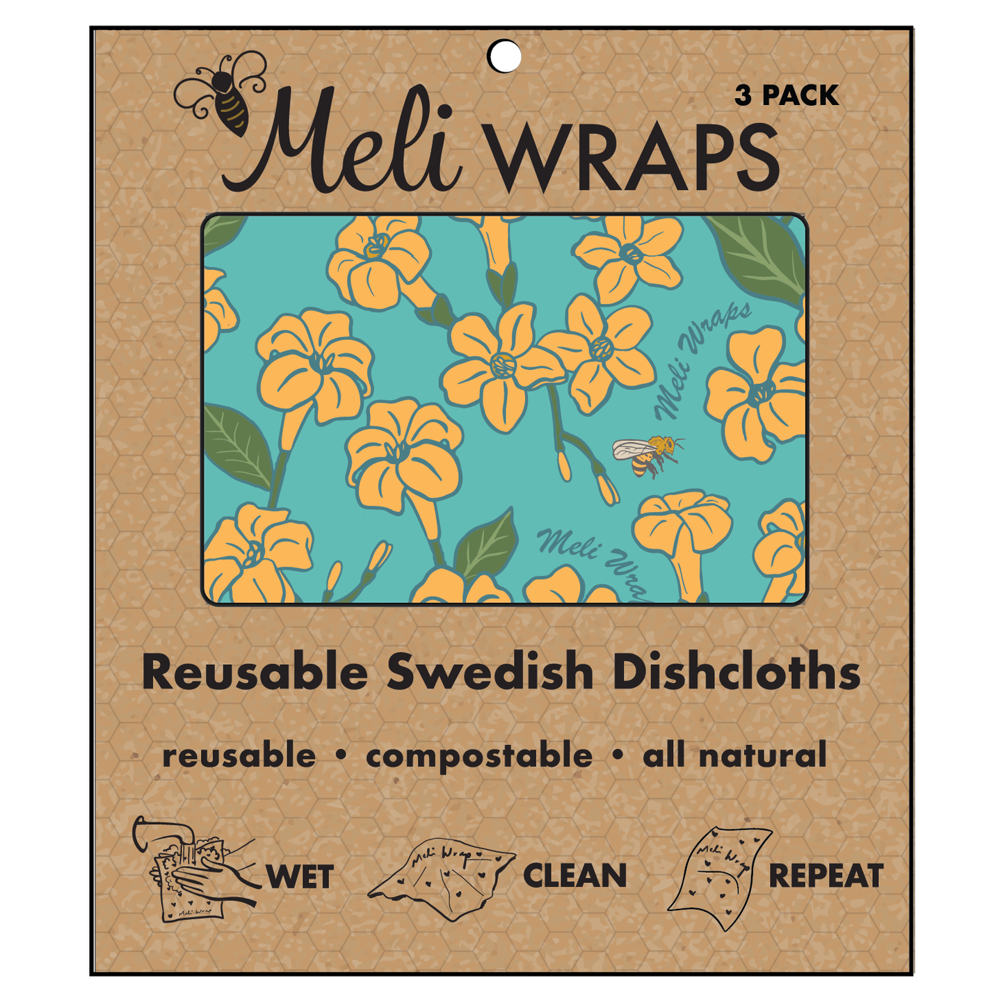 Puakenikeni & Bees Dishcloth (Set of 3)