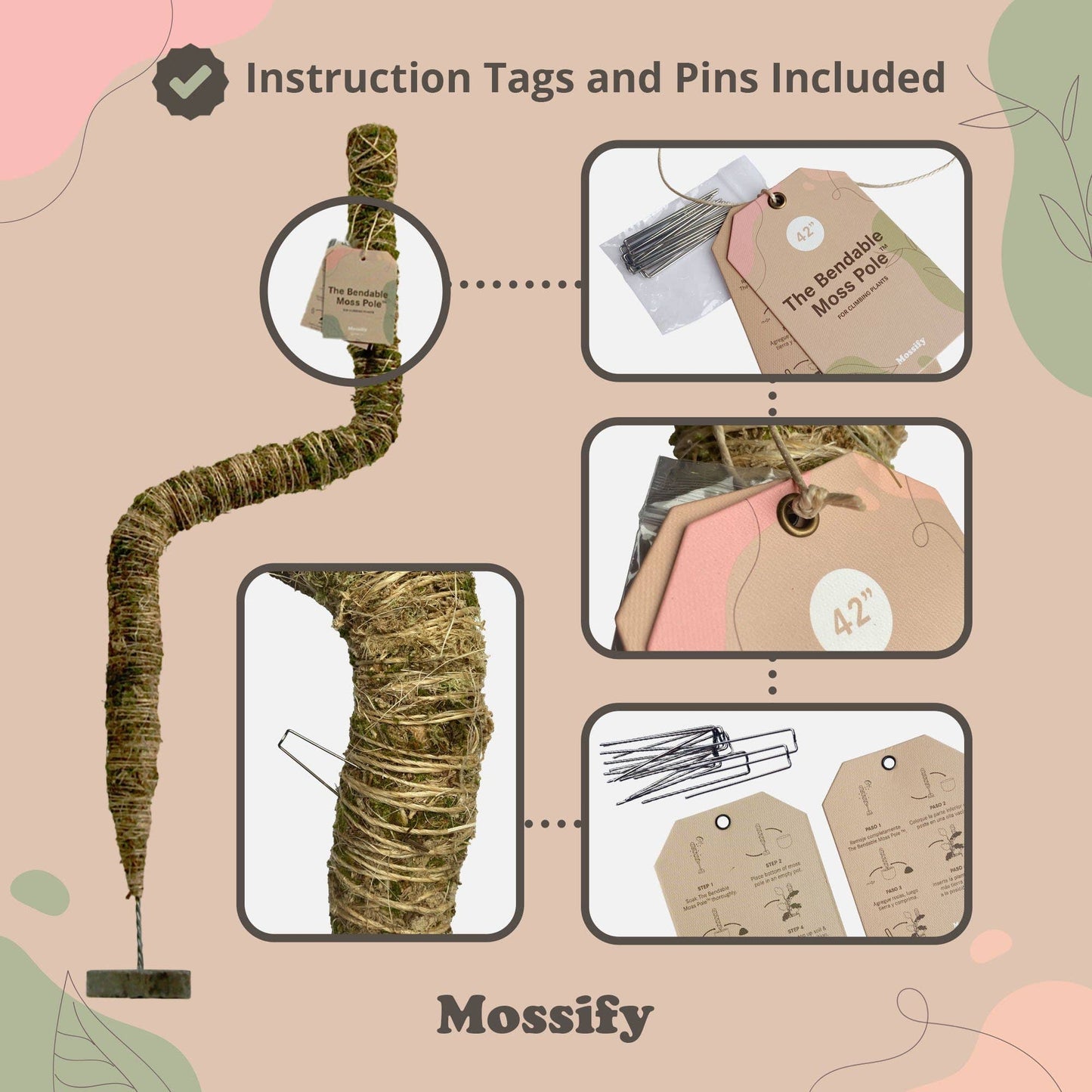 Bendable Moss Pole™ Best Seller Flexible Plant Support