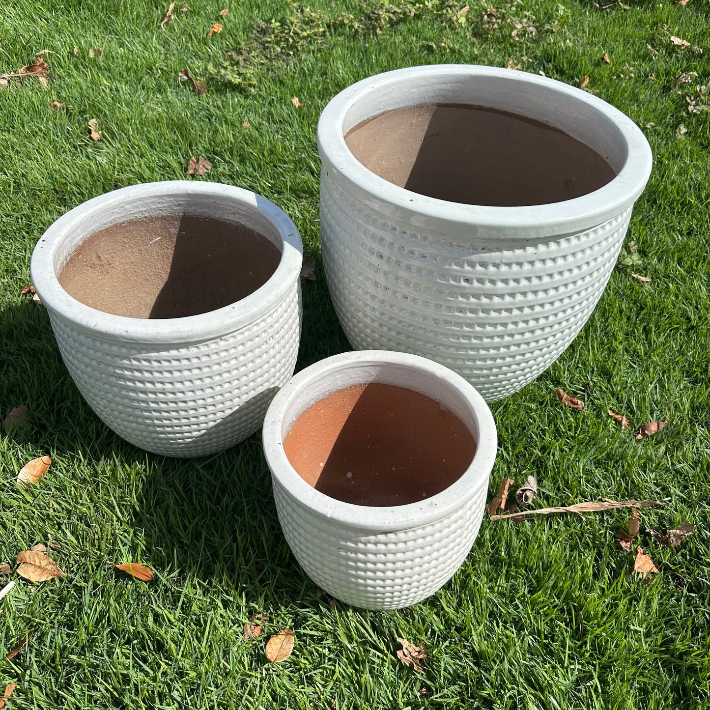 Pearl Coin White Ceramic Planter