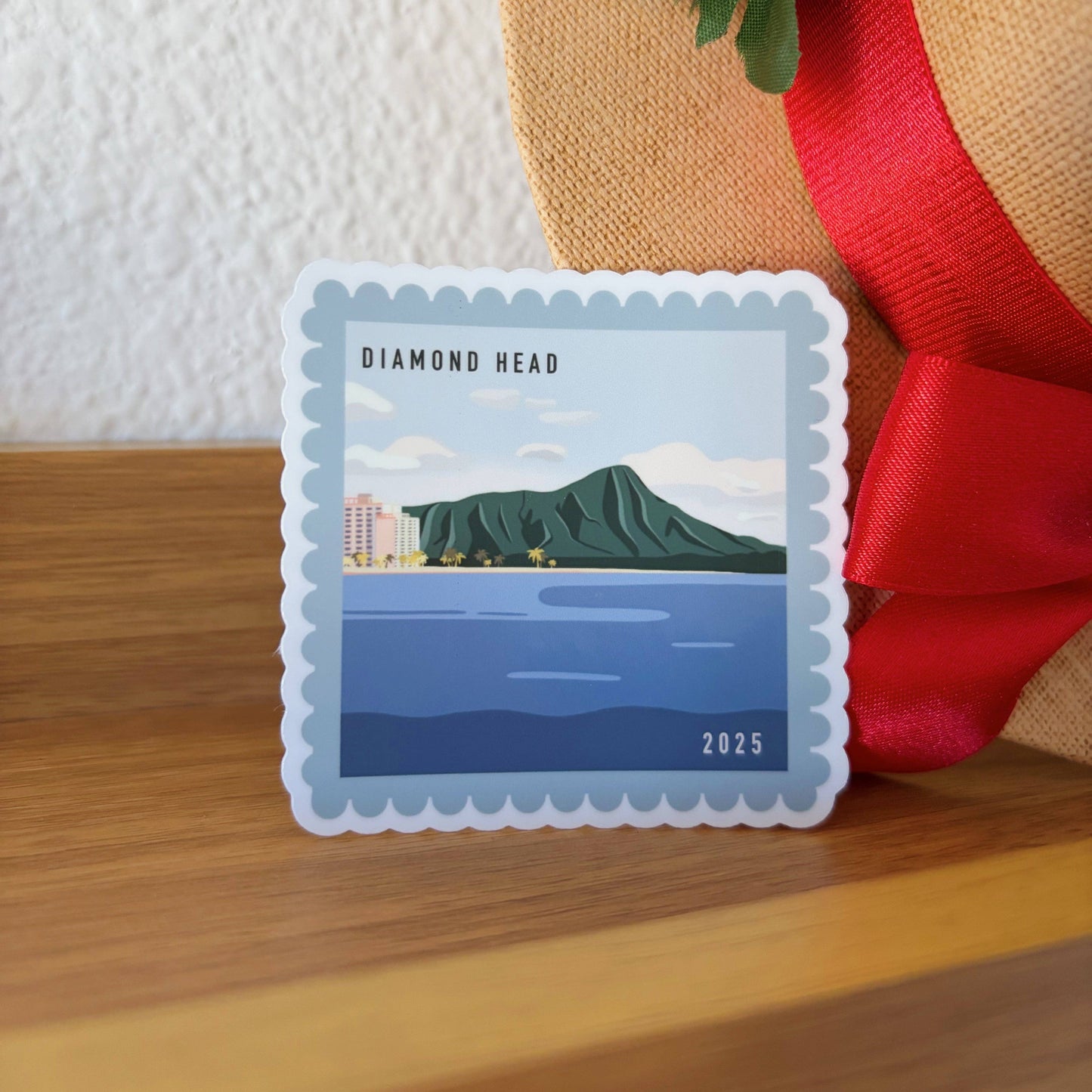 Diamond Head Postage Stamp Sticker